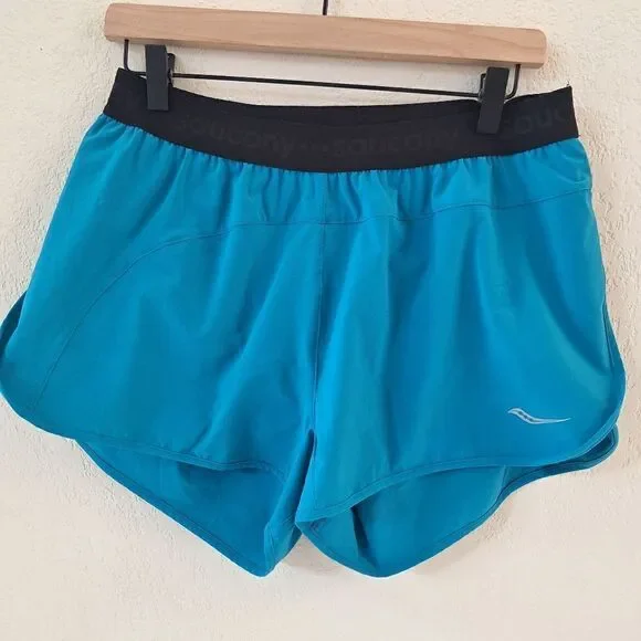 Saucony outpace 2.5" split short turquoise medium - Picture 7 of 8